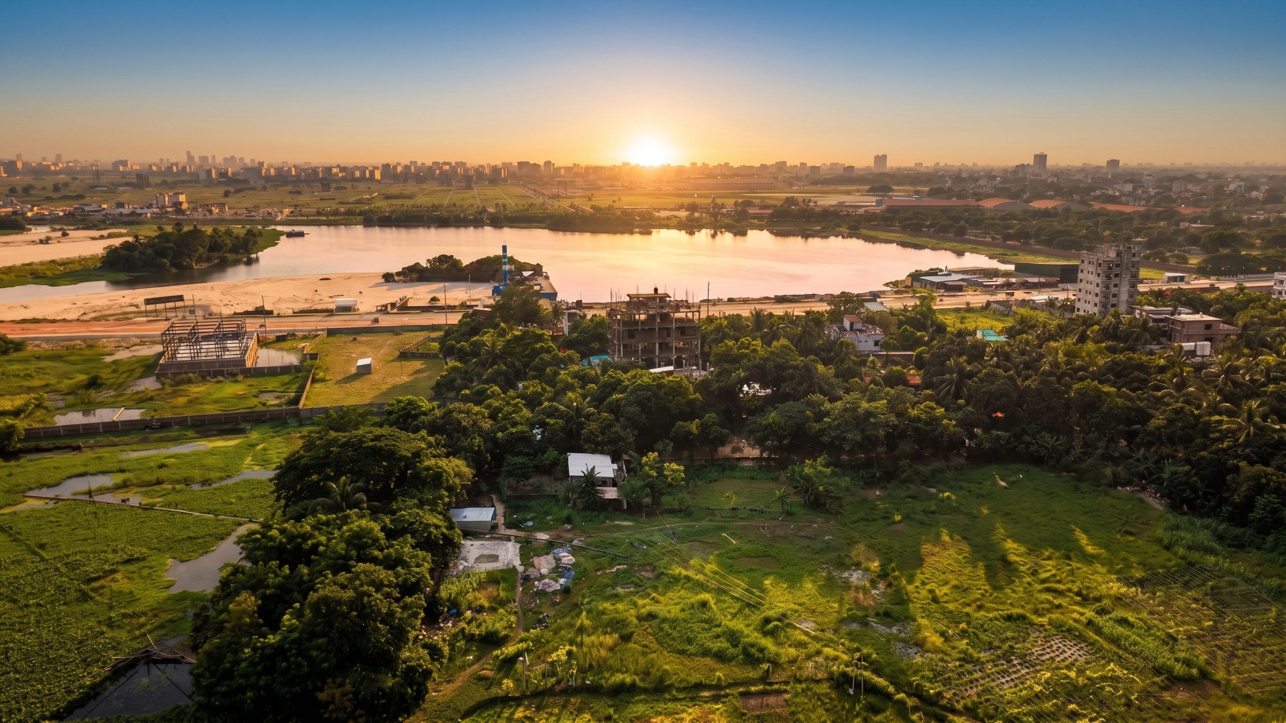 Sunset aerial landscape near the Jalshiri Apartment Project
