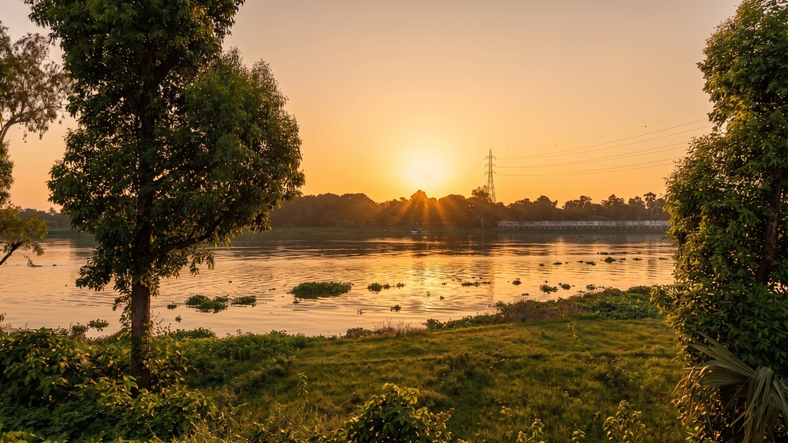 Sunset over open water